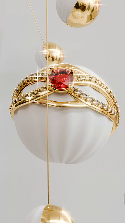Golden Illusion: Radiant Symmetry 3d jewelry blender modeling digital art elegance gold gold ring golden beads jewelry product visualization surrealism
