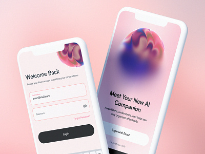 Aivon App — Where AI Feels Human ai ai app design ai assistant ai bot ai design ai mobile app bot design chat design clean design gpt gpt design ios app design machine learning mobile app design prink design smart phone soft design ui app design ui ux