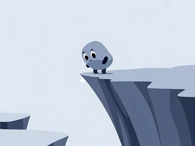 Minimalist 404 Error Page UI Illustration adventure camping cliff edge conceptual illustration cute character decision making dilemma environment illustration illustration by xinyan landscape illustration minimalist art muted colors risk strategy theme travel vector vector illustration web