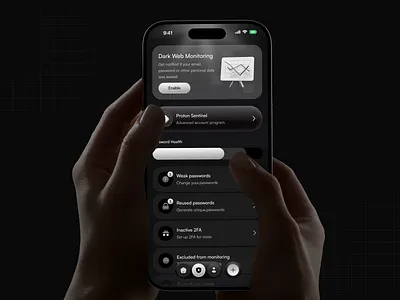 Security - Password Manager Mobile App app design app ui dark theme design forgot pasword ios security management mobile app modernui password password app password app ui password manager password manager app privacy protonpass security security app stats ui design