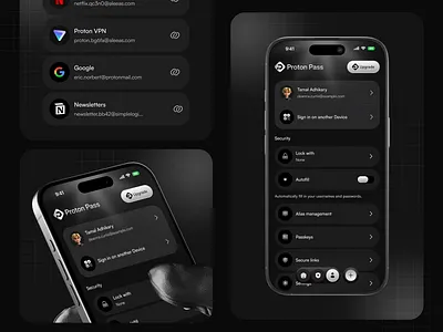 Password Manager App Settings Page app app design change password customize dark darktheme forget password ui mobile app password password app password manager preference privacy security security app setting settings security screen ui ui design ux