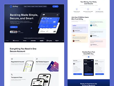 Fintech SaaS / Banking Platform Landing Page Design banking platform bankingui clean design digitalbank finance financialapp fintech fintech website fintechstartup fintechui landingpage modern website productdesign saas dashboard saasdesign saaslandingpage startupdesign uidesign uxdesign website