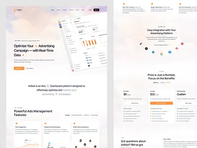 Adfast - Ads Management Platform Landing Page 10am 10am space ads platform bento hero section landing page landing page design saas saas landing page showcase ui design website design