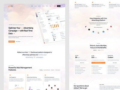 Adfast - Ads Management Platform Landing Page 10am 10am space ads platform bento hero section landing page landing page design saas saas landing page showcase ui design website design