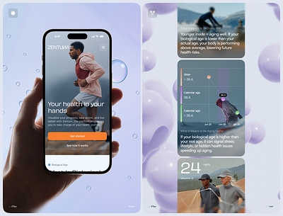 Zentum Health Mobile Screens ai biomarker chart excercise health health tech mobile running wellness