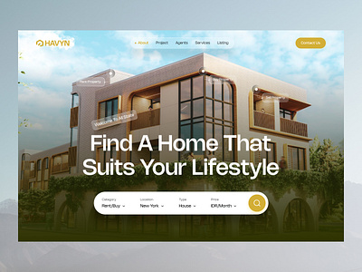 Real Estate Website Design | Modern Property buy rent house home booking house rental minimal web ui modern web design property landing page property management property search property ui design real estate listing real estate platform real estate ui real estate website rent apartment uiux web design concept web hero website