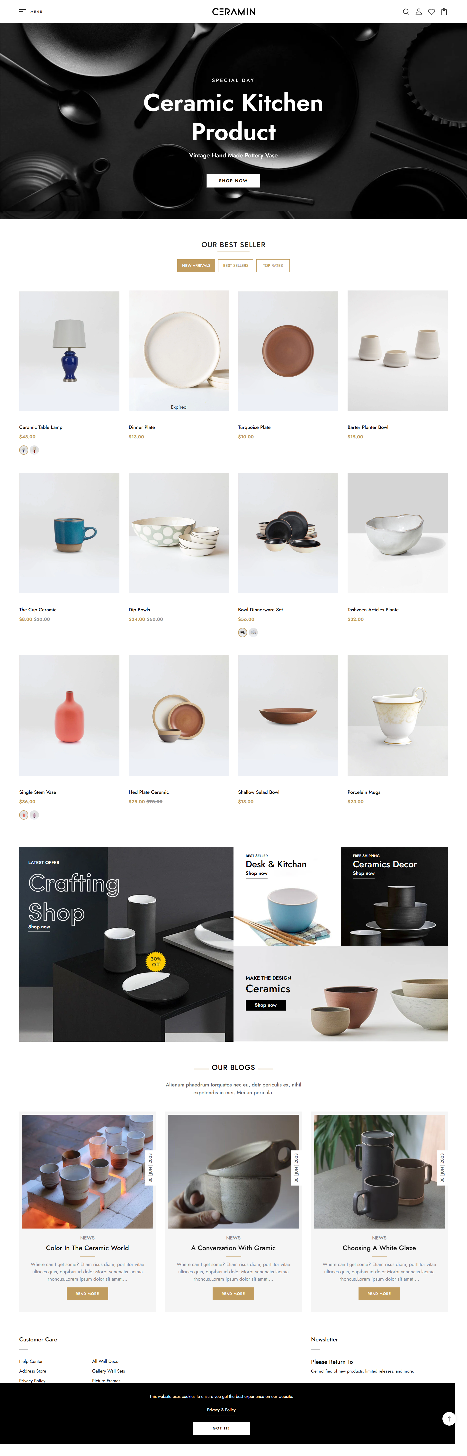 Shopify Store Theme animation branding ceramic website custom website decor website design dropshipping store dropshipping website home decor home decor website shopify shopify dropshipping shopify theme template ui web designer web developer