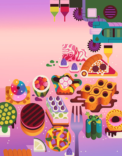 3D Printed Food digital editorial folioart food illustration magazine cover owen davey science