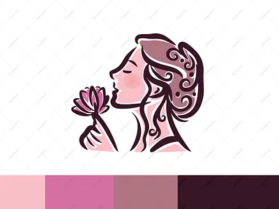 Women With Lotus Logo beauty brand branding branding design brandlogo design girl graphic design hair salon hand drawn logo logodesign logoforsale lotus meditation spa logo spalogo vector wellness women logo