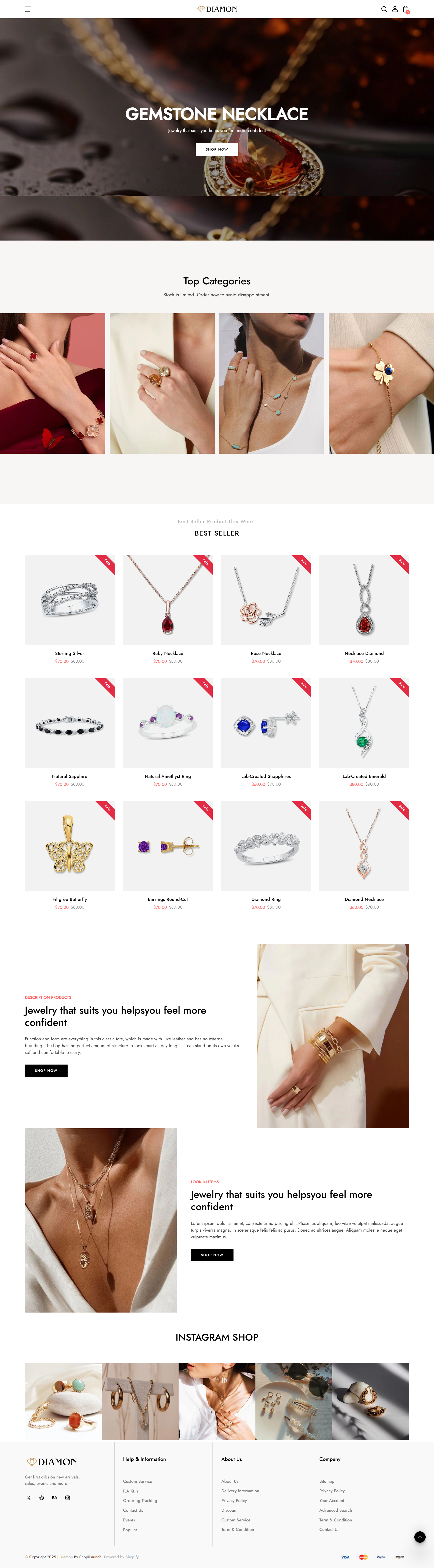 Shopify Jewelry Store animation branding design dropshipping webstie design dropshshipping store jewelry jewelry design jewelry store jewelry website shopify shopify dropshipping shopify theme template ui web content web designer web developer website design webstie