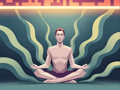 Conceptual Meditation Maze Solved Visualizing Focus Illustration clarity conceptual art environment geometric art illustration illustration by xinyan low poly art maze meditation meditation art mental health mindfulness solitude vector illustration wellness theme wellness visual work process