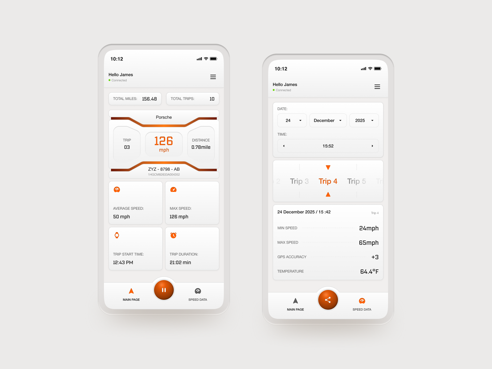 Mileage Tracking and Speed Logging mobile app application car app car dashboard dashboard data driving driving data driving evidence evidence kilometer milage tracking mobile app product design speed speed tracking speeding limit tap bar tracking uiux ux