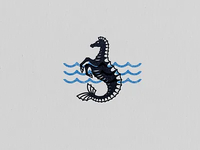 Hippocampus branding design fin fish graphic design hippocampus horse icon illustration logo logo design ocean sea seahorse vector water wave