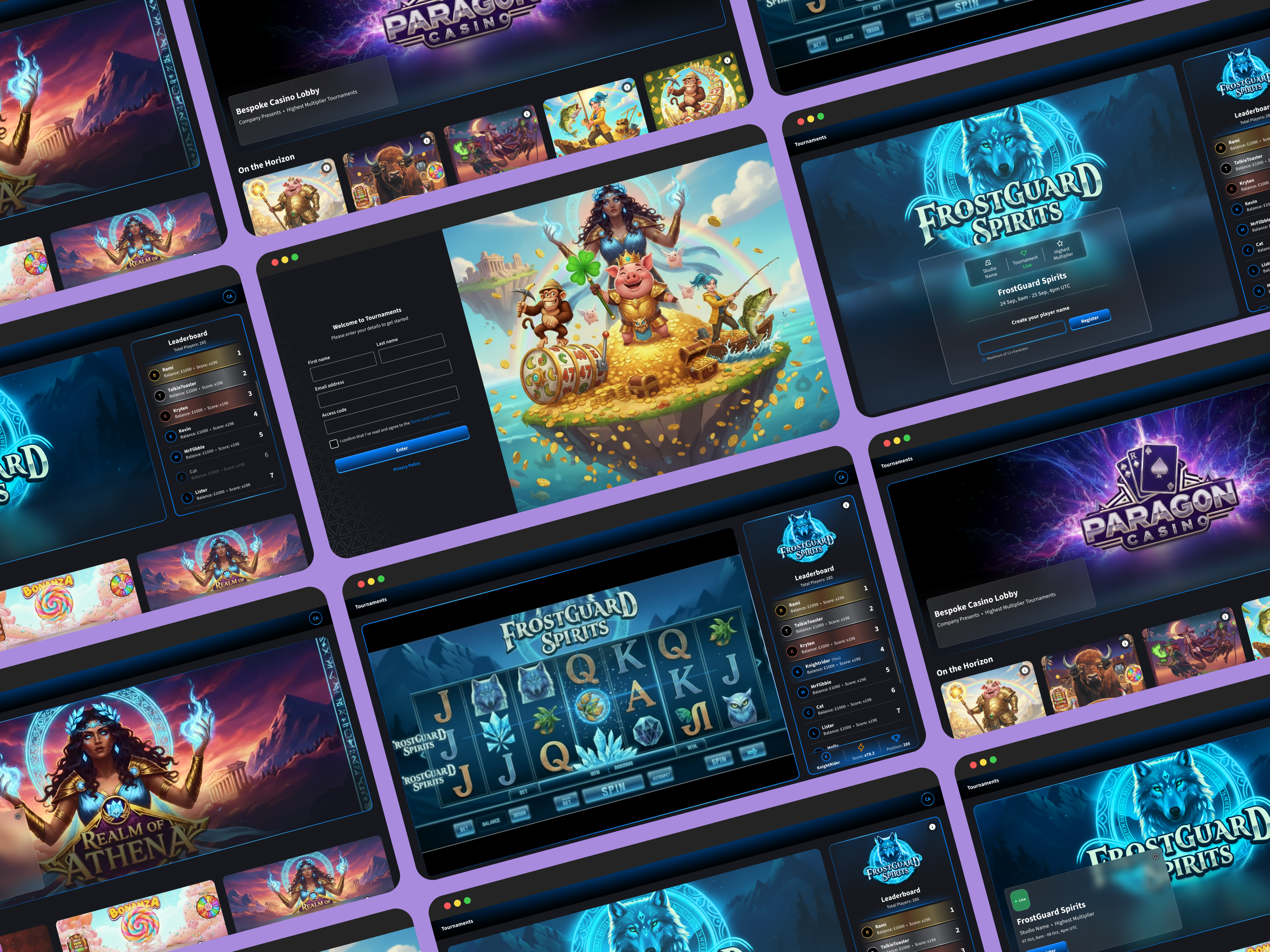 Tournaments Product Redesign egaming gameplay gaming hud igaming leaderboard lobby mobile designs slot games tournament tournaments