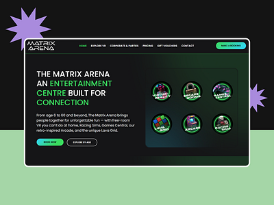 The Matrix Arena Website & Brand Refresh arcade banner design branding elementor icon design logo poster design posters small business website stylesheet virtual reality vr wordpress wordpress design