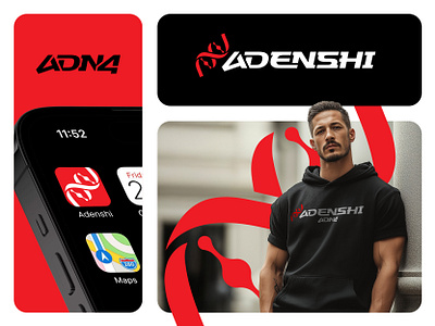 Adenshi branding design dna fitness brand fitness logo helix lettering lettermark logo sports text design typo typogaphy wordmark