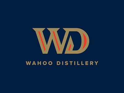 Wahoo Distillery blue branding distillery icon identity logo spirits