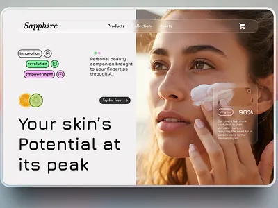 Sapphire Beauty Website beauty branding cosmestic design dribble freelance landingpage model new ui viral webdesign website