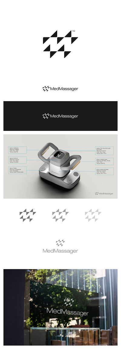 MedMassager lettermark m letter massager medical modern sharp triangle