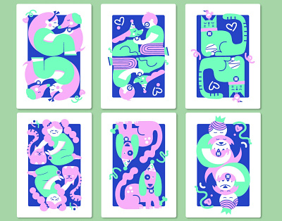 Pet Playing Card Designs cats cute dogs illustration pets playing cards vector illustration