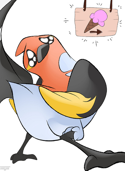 No… art bird fletchinder pokemon