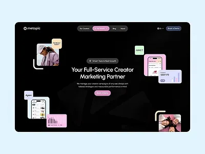 SaaS Website Design content creator creator dashboard digital creator influencer dashboard influencer landing page influencer marketing influencer marketplace influencer platform influencer platform design influencer website marketplace for influencer modern website professional website saas design saas website social media social media influencer social network web animation website design