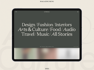 Magazine menu blog blure category editorial journal magazine menu typography uidesign uxdesign webdesign