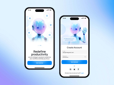 AI | AI Design | AI Assistant | AI Mobile App | Productivity App ai bot ai communication android app design app design app interface ios app design login page mobile mobile app design mobile design mobile interface personal assistant product design productivity tool sign up smart assistant task manager ui ux user flow workflow automation