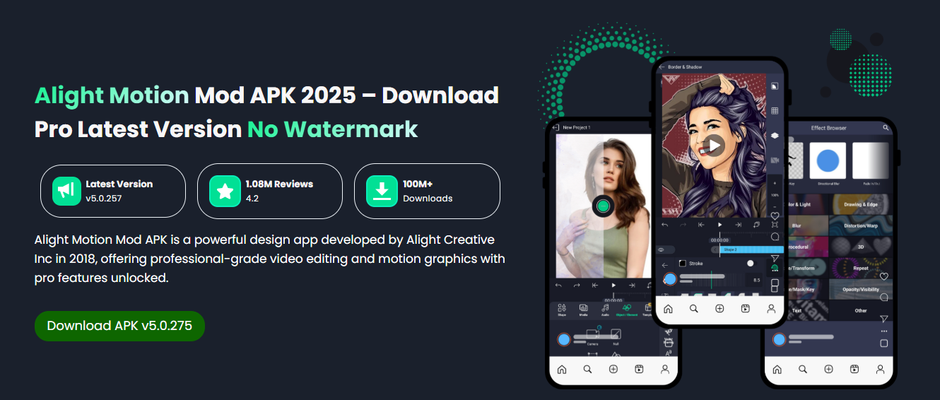 Example of Alight Motion Mod Website