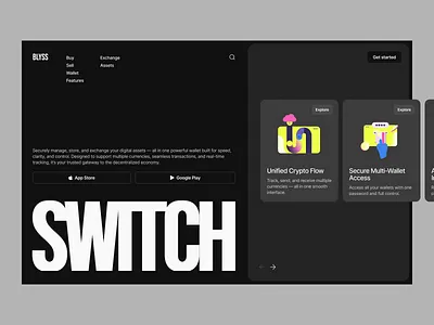 Blyss home page change clean design figma finance fintech illustration interface minimal modern money product design saas ui uidesign ux web web3