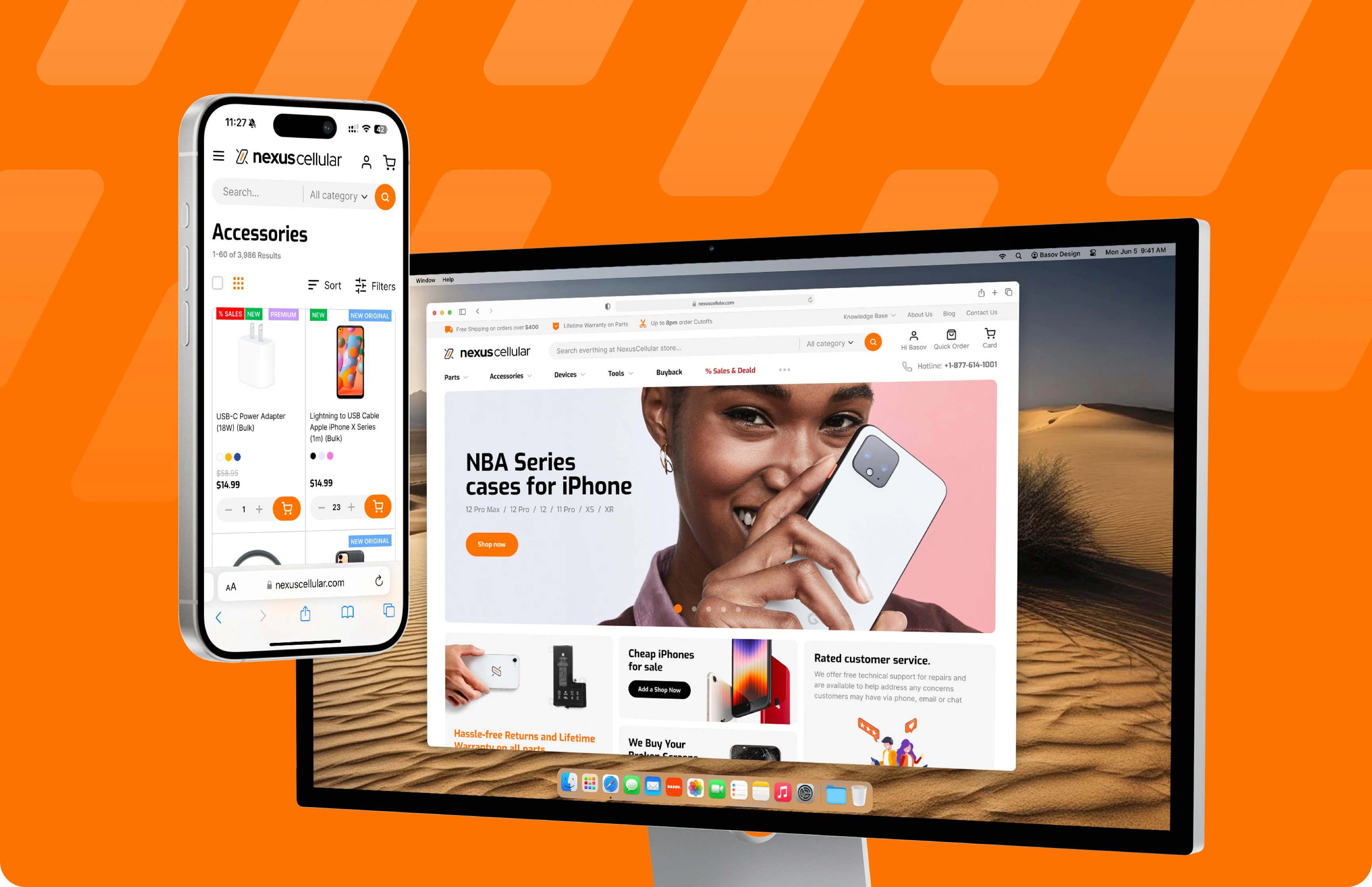 Home page design for NexusCellular store. Ecommerce. Mobile accessories basov canada carriers cellular design ecommerce homepage magento magento2 nexuscellular orange parts phones shop shopify store ui ux web