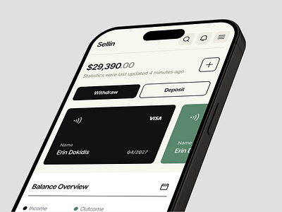 Sellin responsive app app ui balance banking dashboard design experience finance fintech ios mobile responsive ui ux wallet