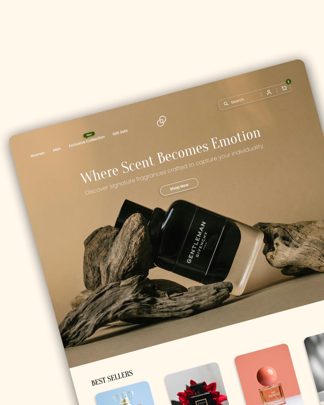 Luxury Perfume Shop Landing Page clean ui creative design ecommerce fashion ecommerce fragrance store interface design landing page luxury design minimal design modern design online store perfume website product design retail website ui design ux design web design