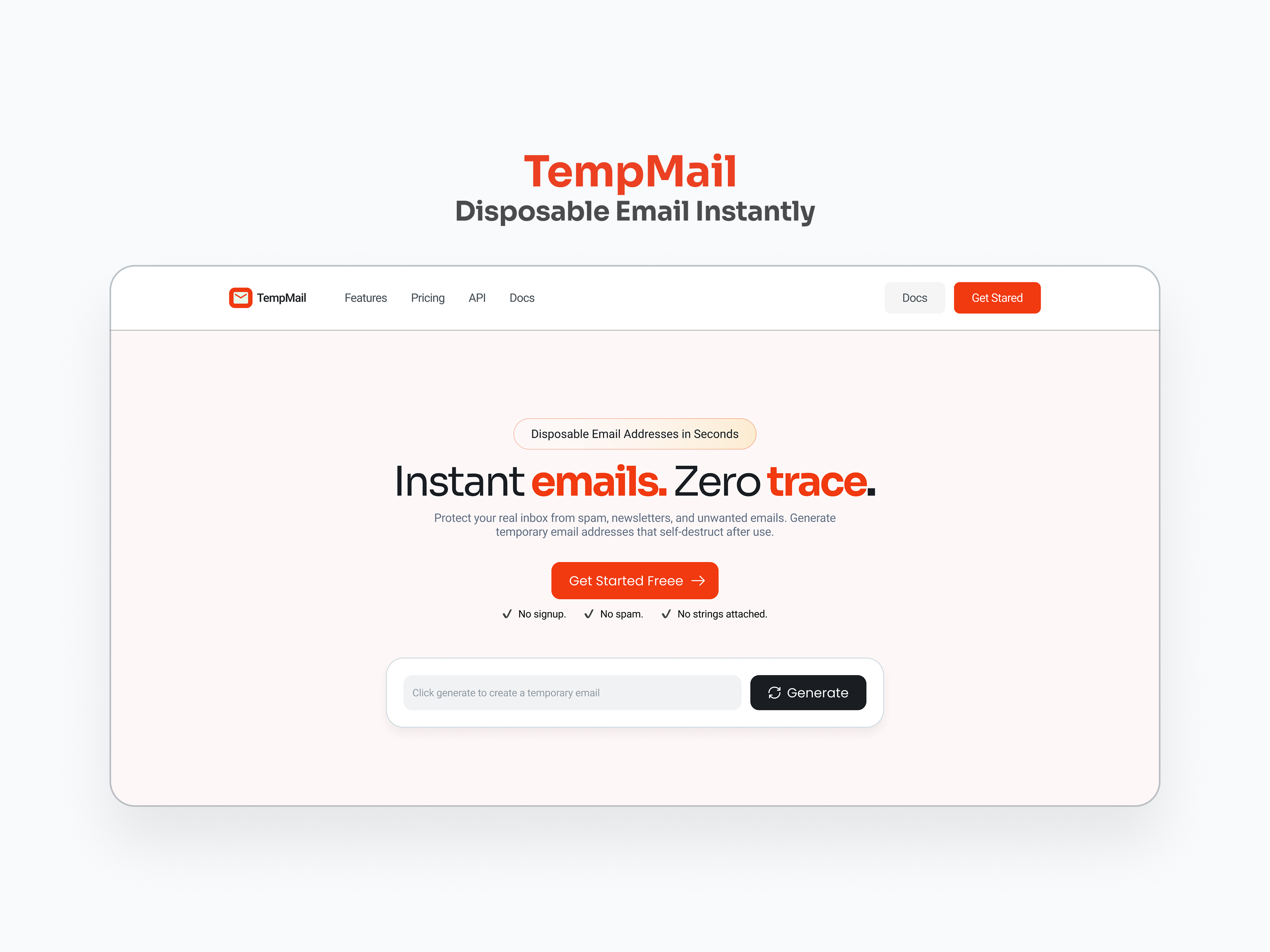 TempMail— Disposable email instantly ai ai email creative design disposable email figma landing page saas temp mai temporary email ui uiux webapp