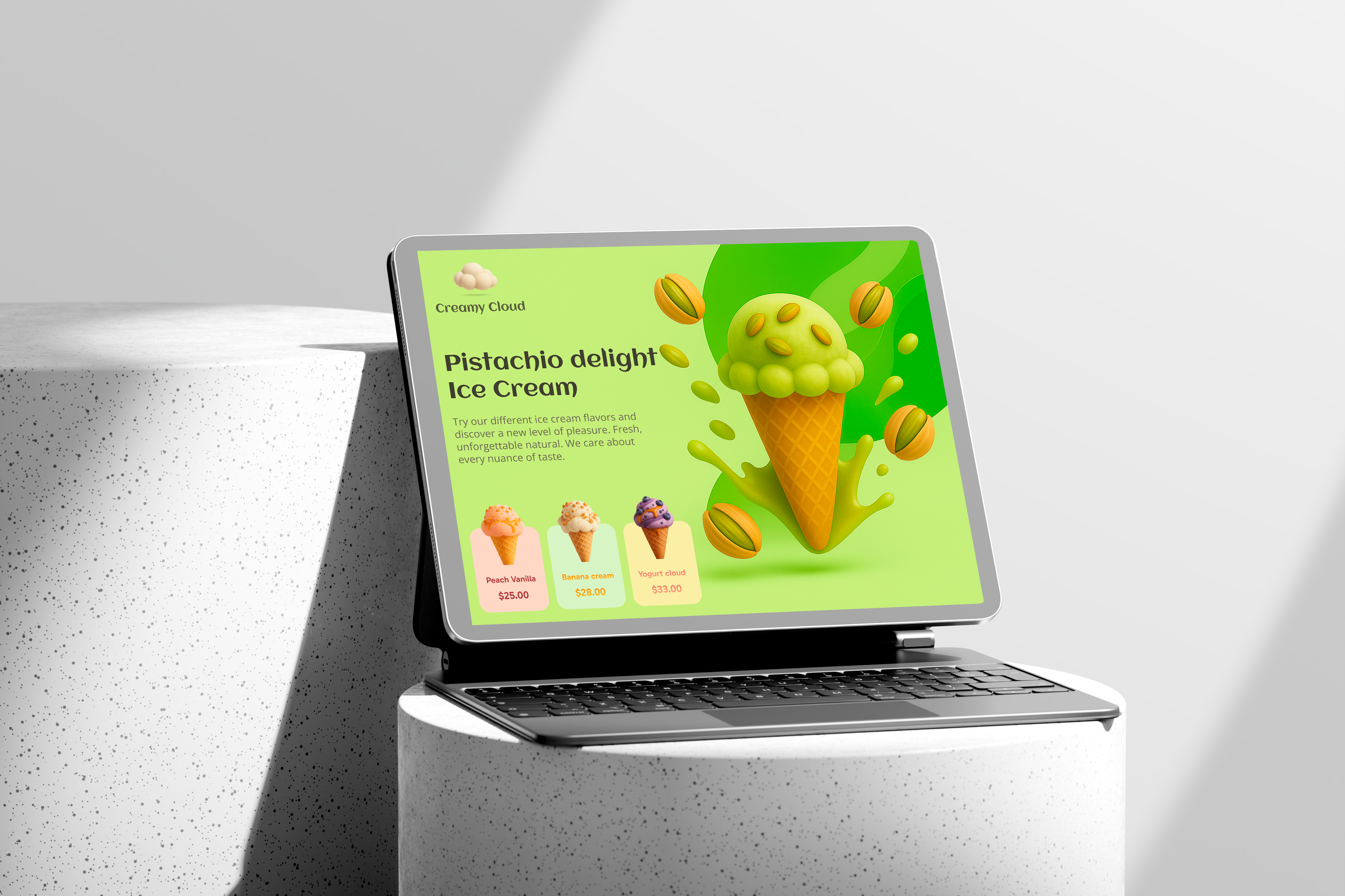 Banner design for fresh ice cream banner branding ice cream uiux uiuxdesign v visual design