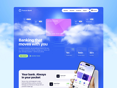 Fintech Design | Finance App | Digital Bank | Landing Page | UI android app design app design app interface app landing page digital banking financial design financial solution international bank investments ios app design landing page design mobile mobile app design mobile design mobile interface modern banking money management product design secure banking ui ux