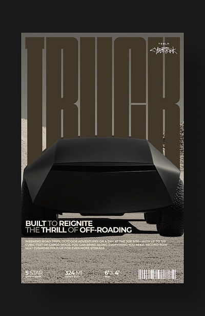 Cybertruck poster concept 3d ad aesthetic branding car cybertruck design figma graphic design illustration minimalism modern photoshop poster sleek supercar swiss tesla ui ux