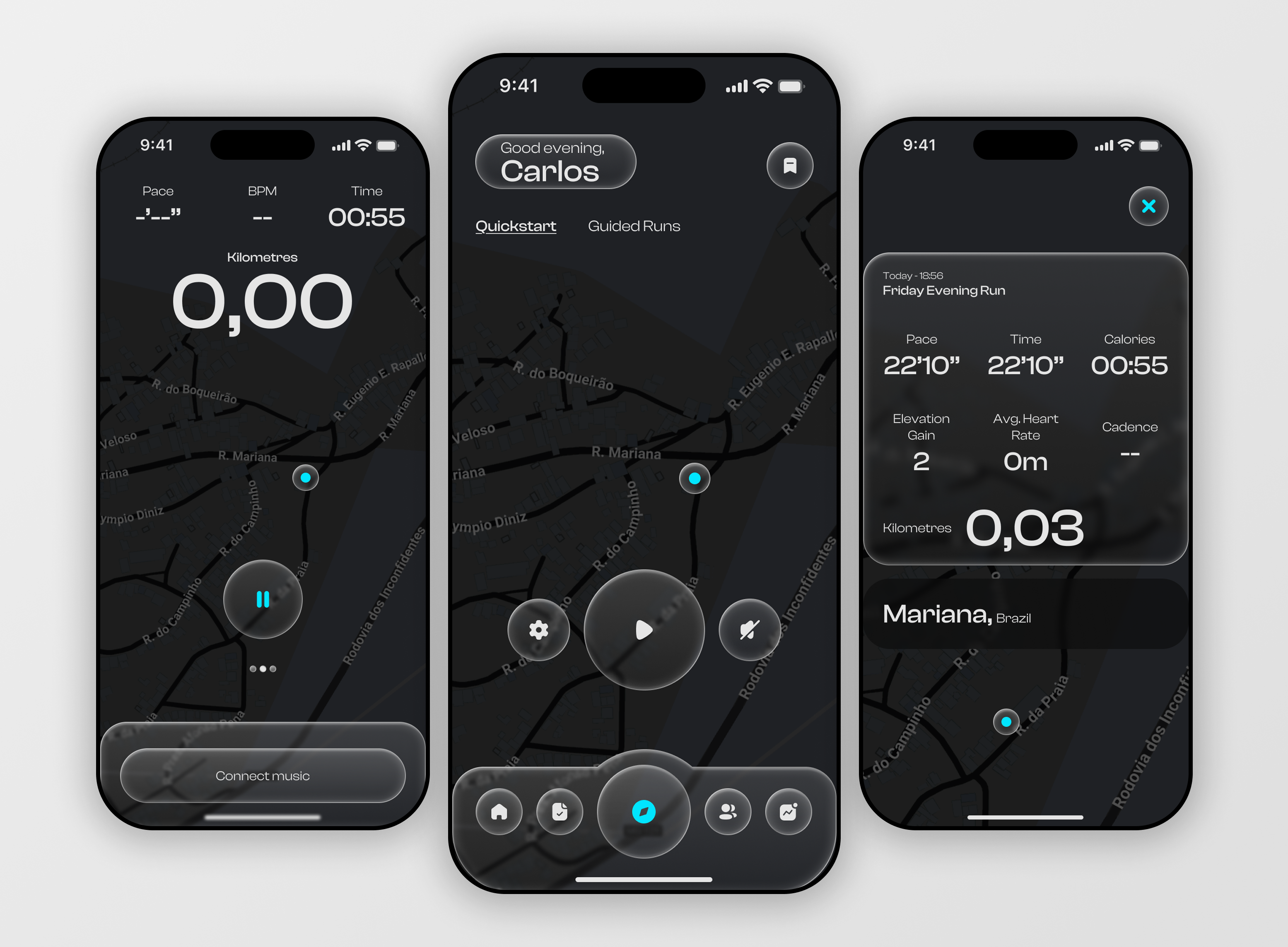 Nike Run Club - Minimalist Dark Redesign by Carlos Raimundo on Dribbble