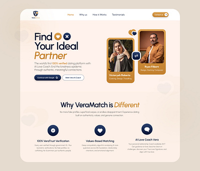 VeraMatch Landing Page Design figma figma design figma landing page landing page landing page design landing page ui landing page ui design ui ui design uiux