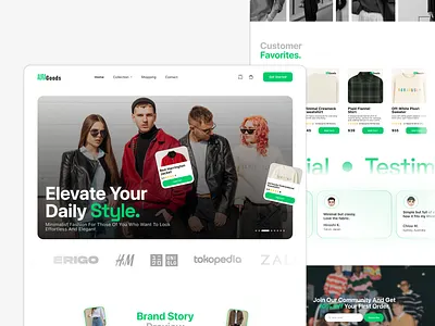 AURA Goods — Minimal Fashion Landing Page aesthetic brand clean clothing design ecommerce fashion green landing page minimal modern product shop store ui ux web website