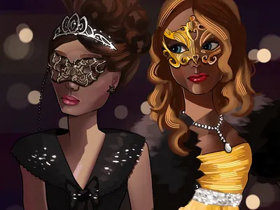 Gossip girl - Masquerade ball- characterdesign digitalart drawing fanart fashion gossipgirl illustration lighting semirealism