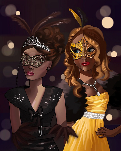 Gossip girl - Masquerade ball- characterdesign digitalart drawing fanart fashion gossipgirl illustration lighting semirealism