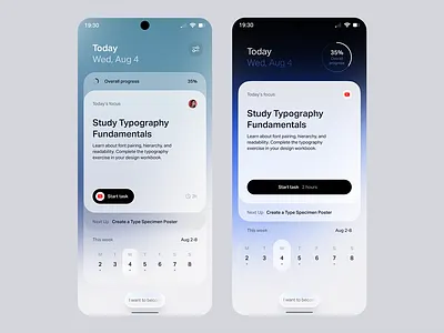 Agentic calendar AI experience agentic agi brand branding calendar dark light loader product productivity ui ux white