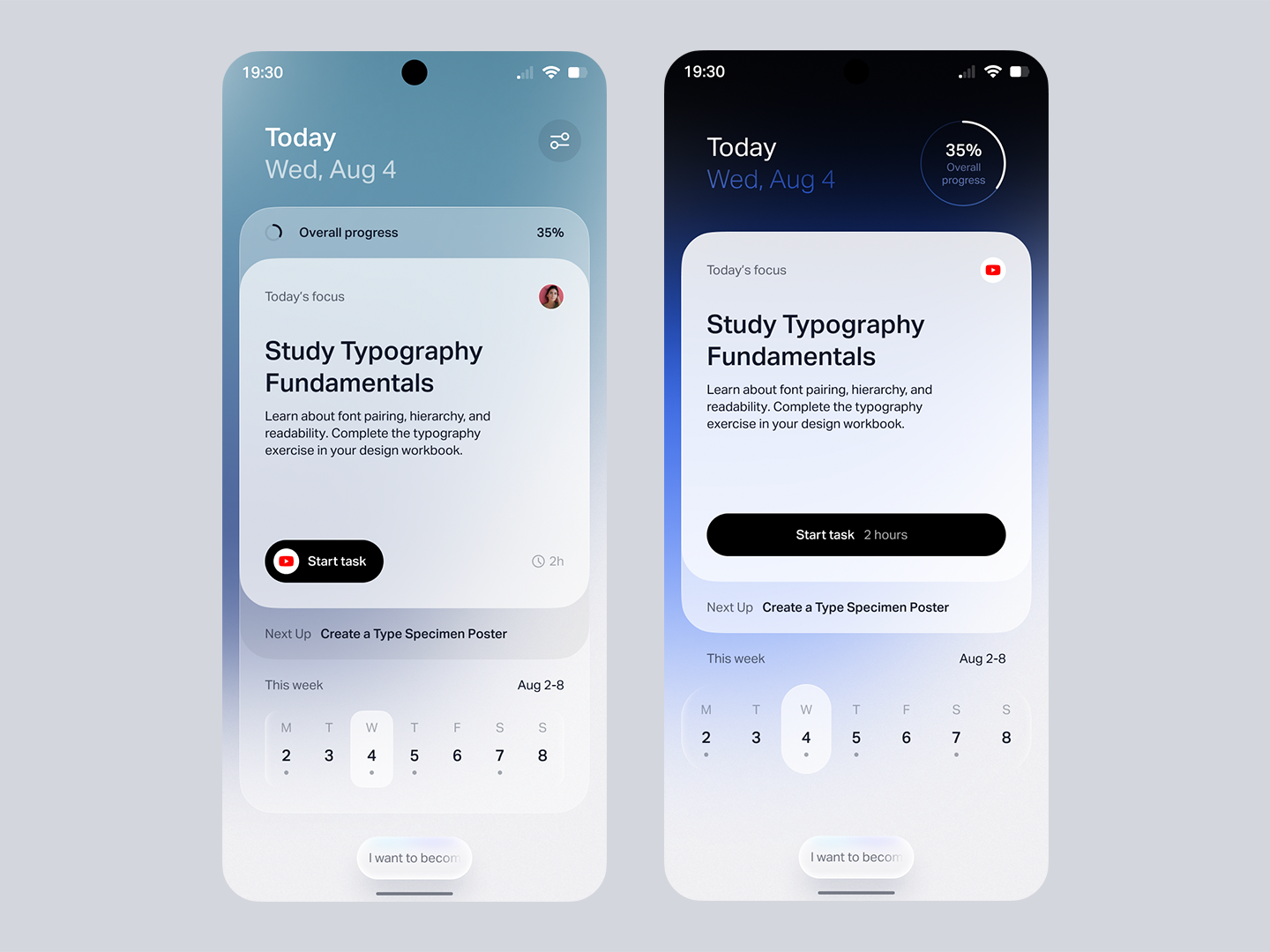 Example of Agentic calendar AI experience