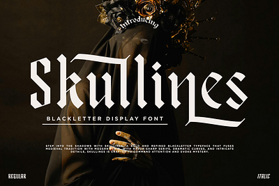 Skullines - Blackletter Display Font blackletter blackletter font branding design display font font fonts graphic design typeface vintage vintage font vintage typeface
