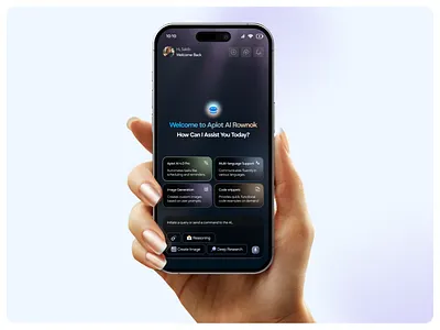 Smart Assistant Mobile UI - Dark Mobile Assistant UI ai app design ai assistant ai bot chatbot chatbot app chatgpt clean ui dark mode ui gradient ui ios app design mehbubur rahman minimal app ui minimal interface mobile app mobile ui modern mobile app prompt design smart assistant trending ui ui inspiration