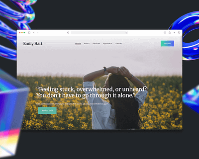Emily Hart Therapy css html landing page responsive design seo squarespace therapist website ui ux web design