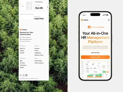 Talenta - Responsive HR Management Landing Page clean footer hatypo hero hr management human landing page management mobile resource responsive taufiq