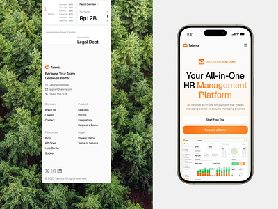 Talenta - Responsive HR Management Landing Page clean footer hatypo hero hr management human landing page management mobile resource responsive taufiq