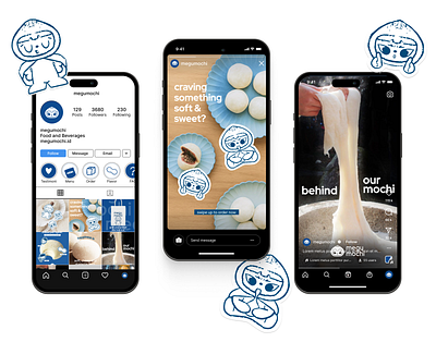 Megumochi - Mochi Brand Mascot asian blue branding graphic design illustration intagram logo mochi playfull realproject social media vector visual branding